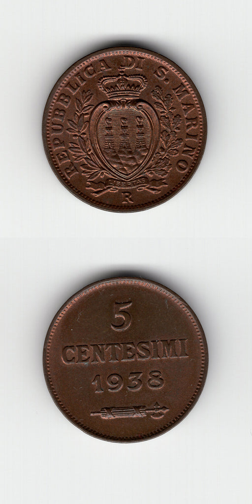 1938 San Marino 5 Centesimi UNC