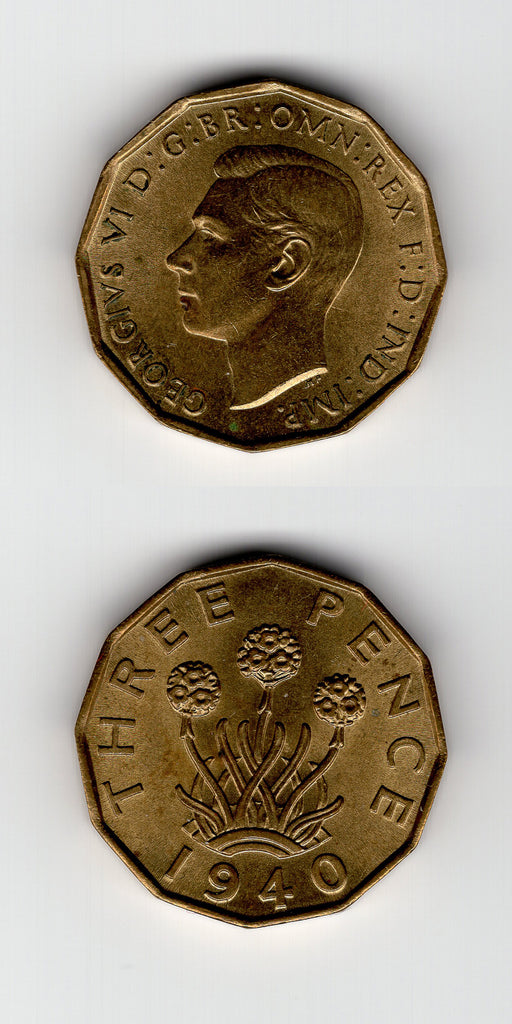 1940 Brass Threepence UNC