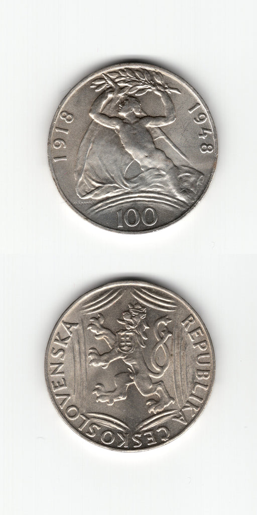 1948 Czechoslovakia Silver 100 Korun BU/UNC