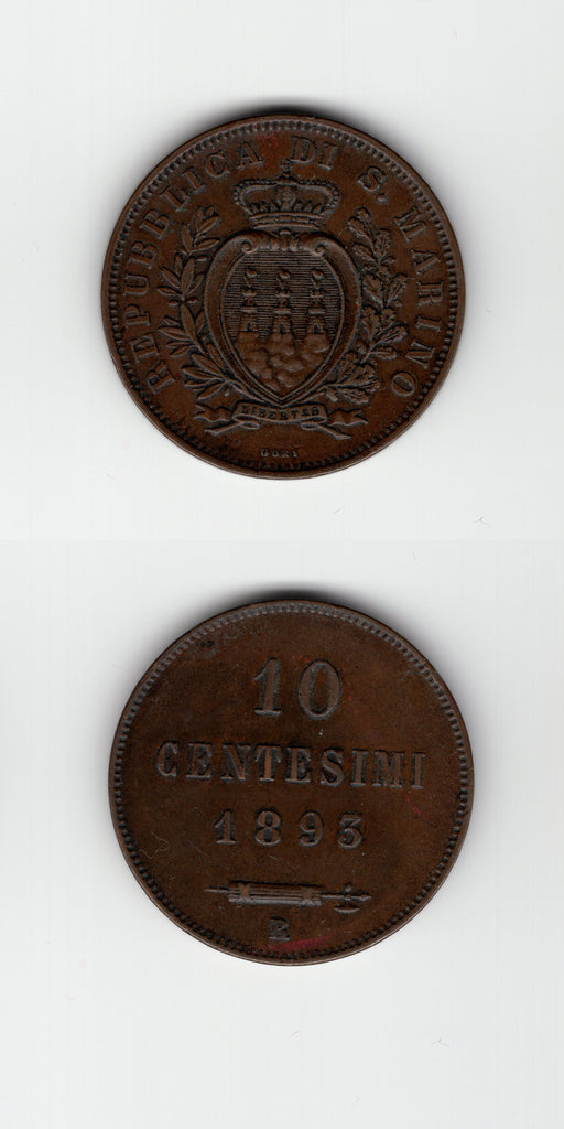 1893 R San Marino 10 Centesimi GEF