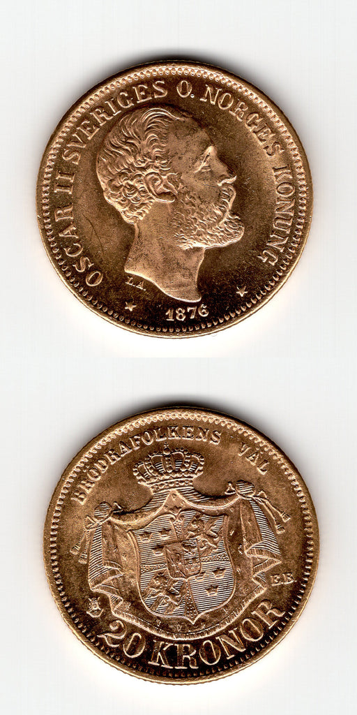 1876 ST Sweden 20 Kronor.AUNC