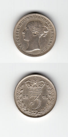 1875 Silver Threepence AEF