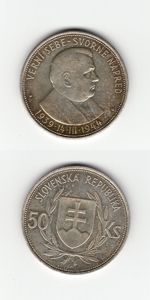 1944 Slovakia Silver 50 Korun uNC