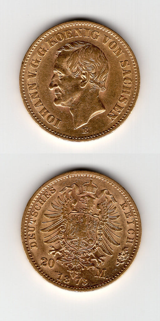 1873E Saxony Gold 20 Mark AUNC