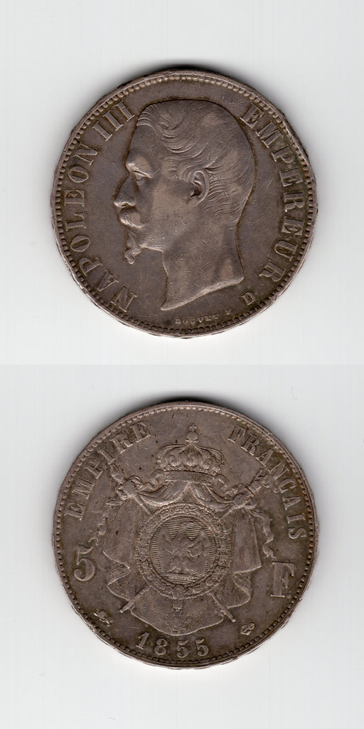 1855 D France 5 Franc GVF