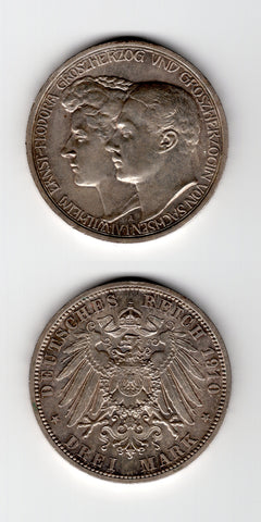 1910 A Saxe -Weimar-Eisenach 3 Mark AUNC/UNC