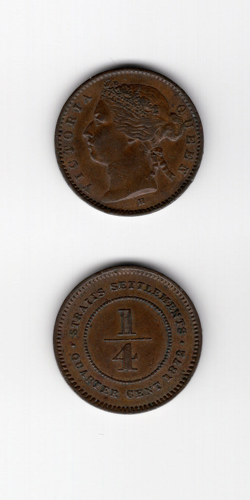 1872 H Straits Settlements 1/4 Cent EF