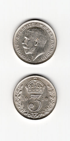 1918 Silver Threepence AUNC/BU