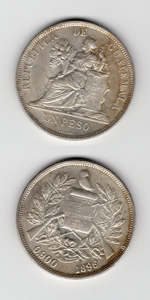 1896 Guatemala Silver Peso UNC