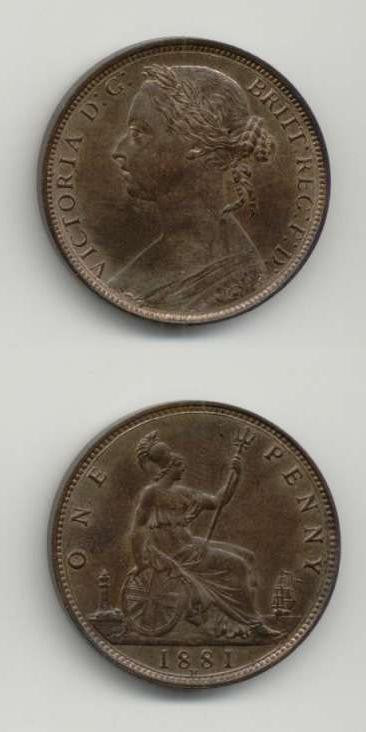 1881 Victoria UNC Penny